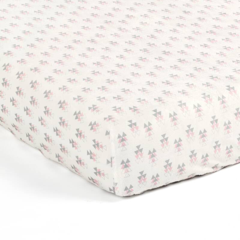 Lush Decor Elephant Stripe Geo Soft & Plush Fitted Crib Sheet - 52"x 28" - Basic - Pink/Grey - 52"x 28"