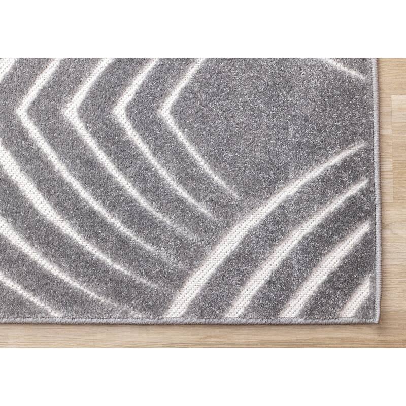 Oslo Collection - Grey White High/Low Indoor-Outdoor Area Rug