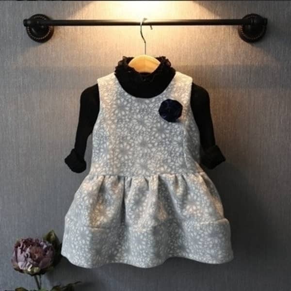 Kids Fall And Winter Clothes New Embossed Sleeveless Dress Girls Princess Woollen Dress