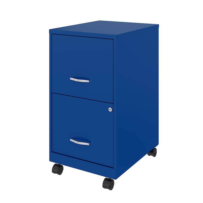 Space Solutions 18" 2 Drawer Smart Vertical File Cabinet, Classic Blue - Blue - Letter