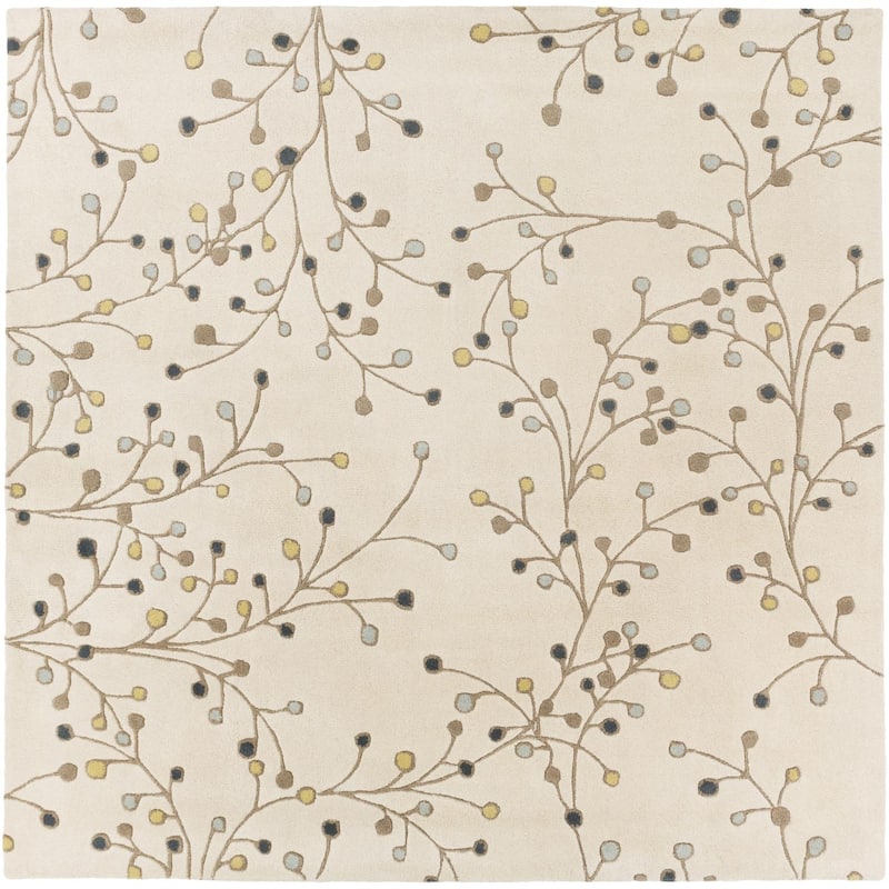 Livabliss Athena French Country Floral & Botanical Hand Tufted Area Rug - 8' x 8' Square - Cream