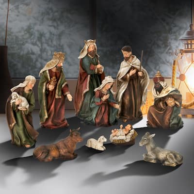 2-7.5" Resin Linen Nativity Set/10 Pict Box - 2 - 7"