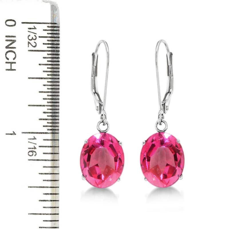 Sterling Silver 10x8 Oval Genuine Birthstone Leverback Dangle Earrings
