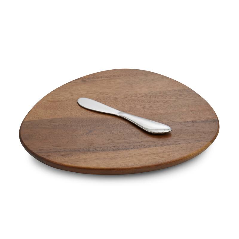 Nambe Xeno Cheese Board w/ Spreader - 11" x 1.5" - Natural