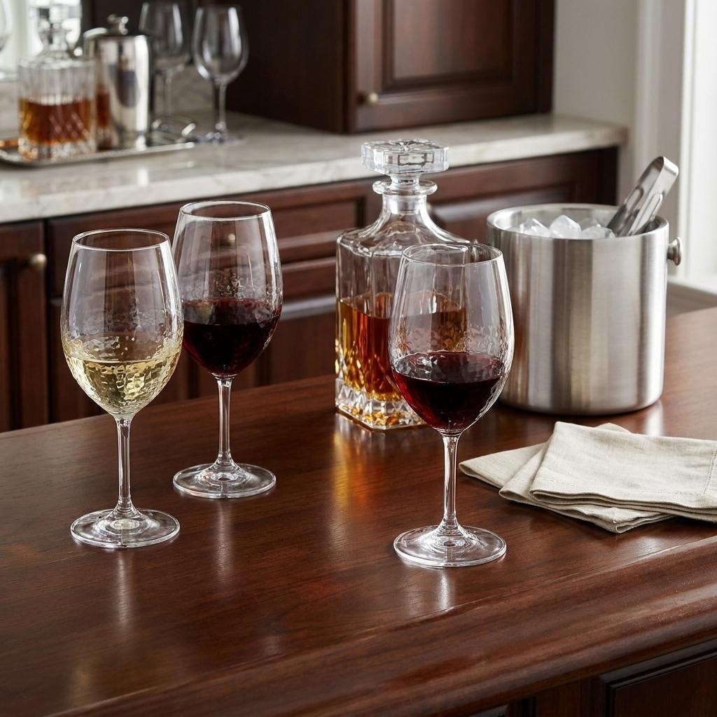 HomeRoots Set of Four Clear Tritan Plastic Stemmed All Purpose Wine Glass