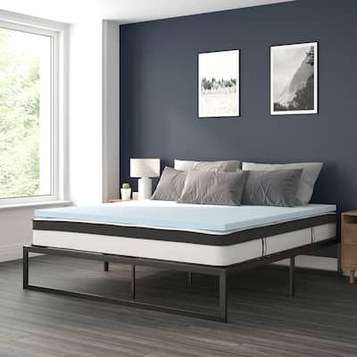 Platform Bed Frame; Pocket Spring Mattress & Memory Foam Topper