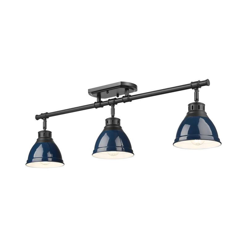 Yep by Golden Lighting Duncan 3-light Semi-Flush Mount in Matte Black and Navy Blue shade - Matte Black - 3-Light Semi-flush