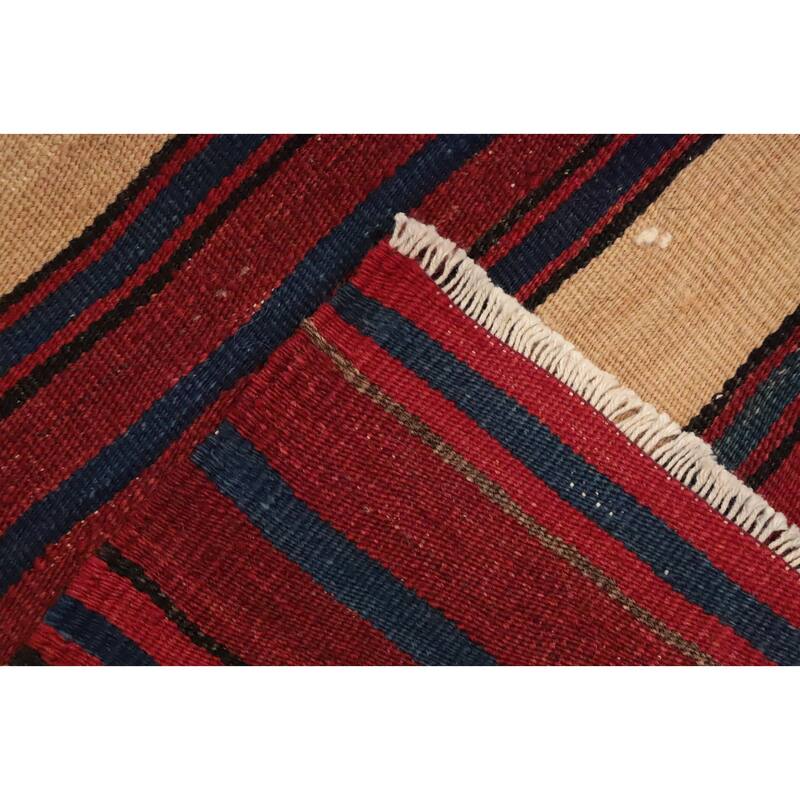 Hand Woven Oriental 100% Wool Carpet Southwestern Geometric Multi-Colored Kilim Area Rug - 8' 6'' X 5' 1''