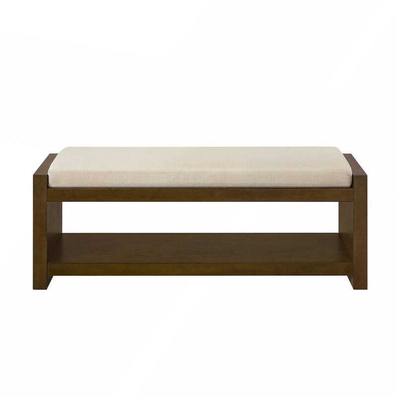 47in Accent Bench with Lower Shelf Shoe Rack