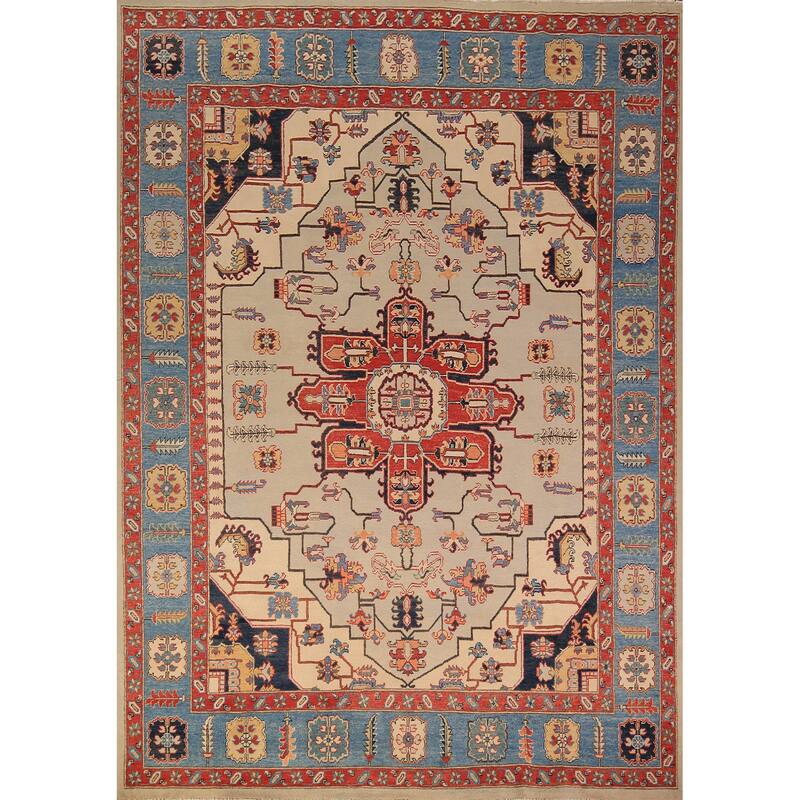 Vegetable Dye Heriz Area Rug Handmade Wool Carpet - 8'0" x 10'1"