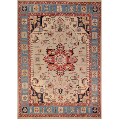 Vegetable Dye Heriz Area Rug Handmade Wool Carpet - 8'0" x 10'1"