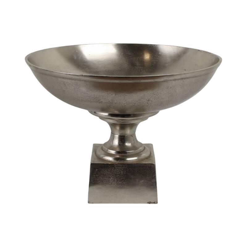 Aluminum Decorative Bowl Modern Pedestal Base Home Decor - 15" Silver - 20" x 20" x 15"
