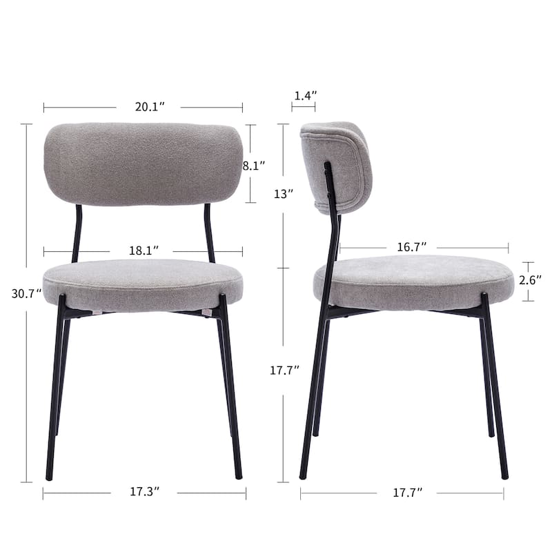Textured Boucle 17.5" Seat Height Padded Dining Chairs