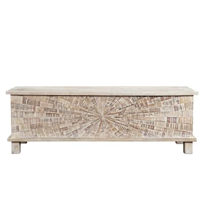 Storage Ottoman with Solid Wood Frame