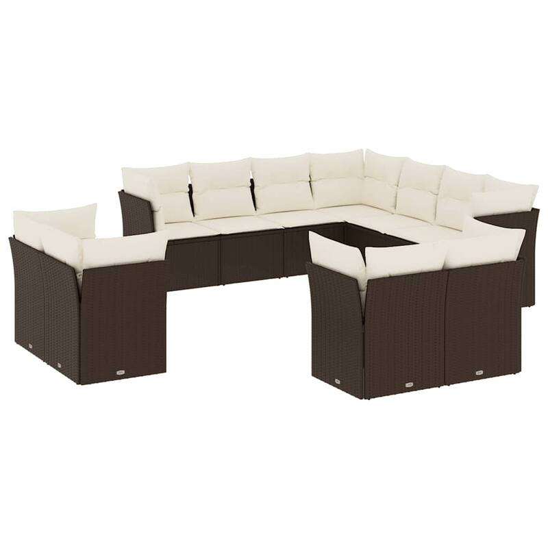 vidaXL Garden Sofa Set Brown PE rattan Medium to Large Modular - 24.4 x 24.4 x 27.2