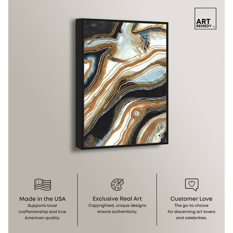 Art Remedy Black And Gold I Framed Mineral, Agate & Geode 1 Piece Canvas Wall Art
