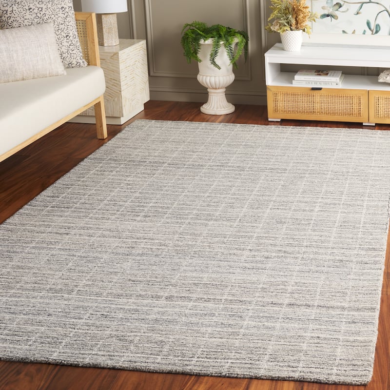 SAFAVIEH Handmade Ebony Peigi Contemporary Wool Rug - 8' x 10' - Grey/Ivory - Rectangle