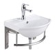preview thumbnail 7 of 12, White Porcelain Wall Mounted Bathroom Sink with Faucet, Drain, Towel Bar and Overflow