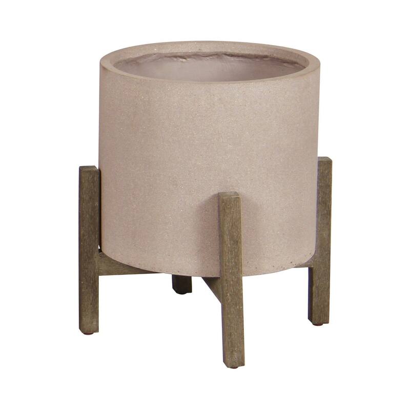 Bailey Round Standing Pot Small, Brown Stone