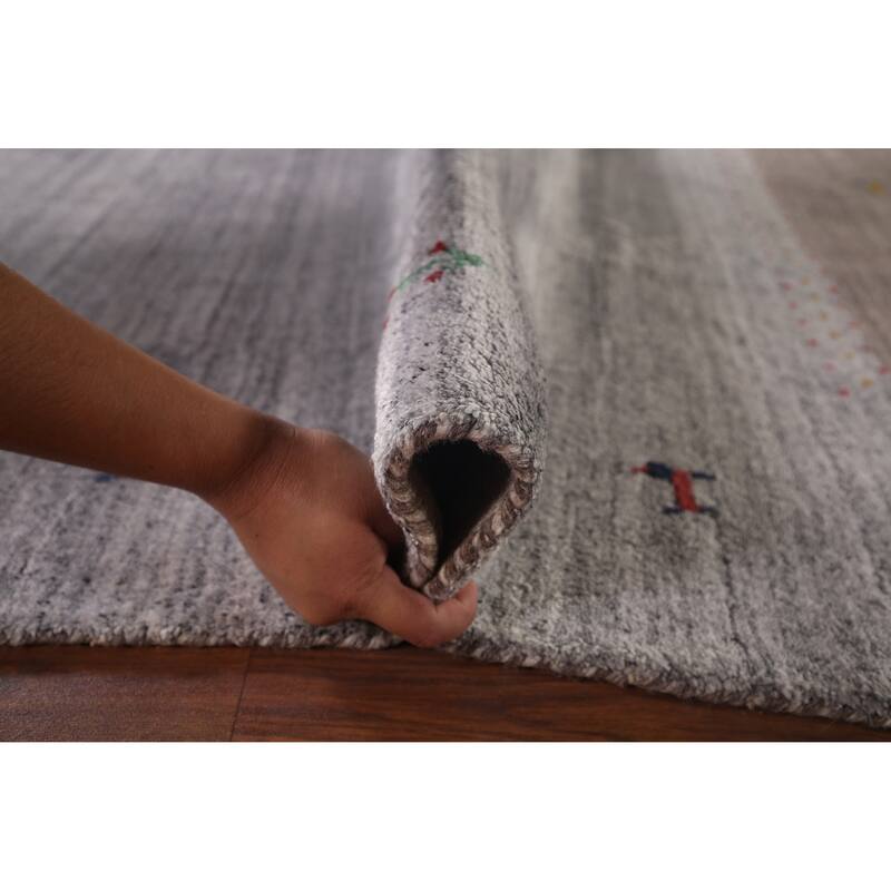 Striped Tribal Gabbeh Indian Area Rug Handmade Wool Carpet - 6'8"x 8'1"