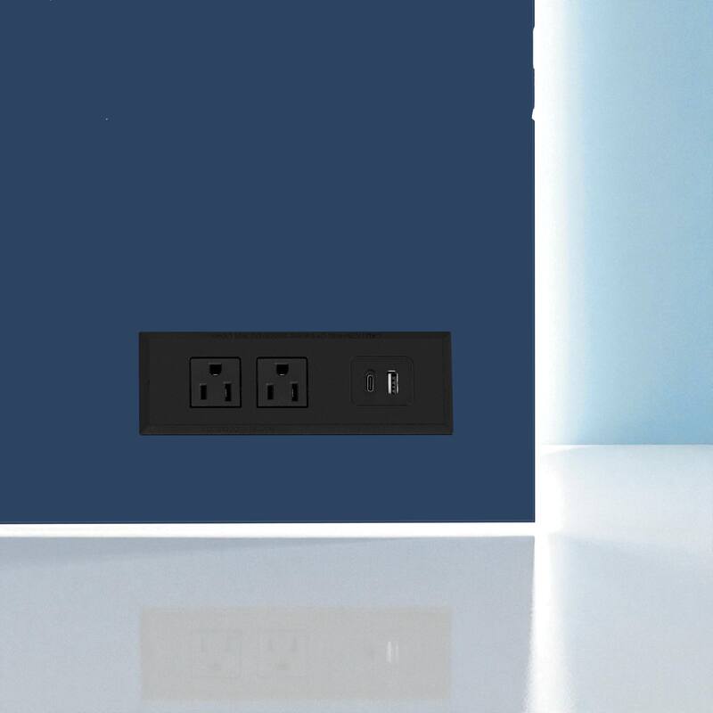 55.1-Inch Farmhouse Sideboard Buffet with Sliding Barn Doors, 4 Drawers & Power Outlet, Wood Storage Cabinet