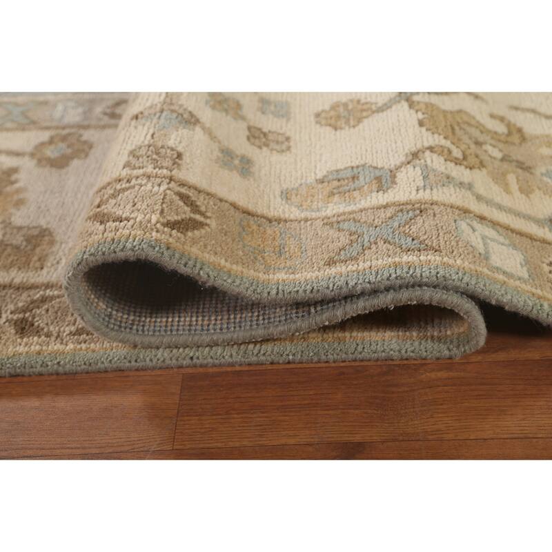Earth Tone Oushak Indian Area Rug Handmade Wool Carpet - 9'3"x 11'10"