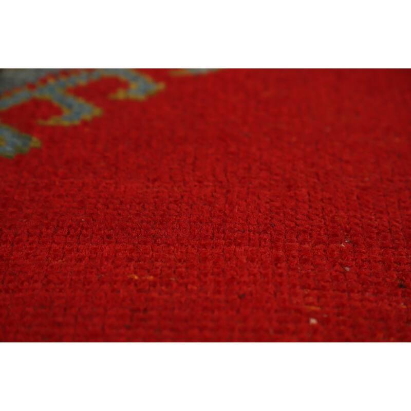 Vegetable Dye Oushak Turkish Antique Area Rug Handmade Wool Carpet - 7'3" x 9'9"