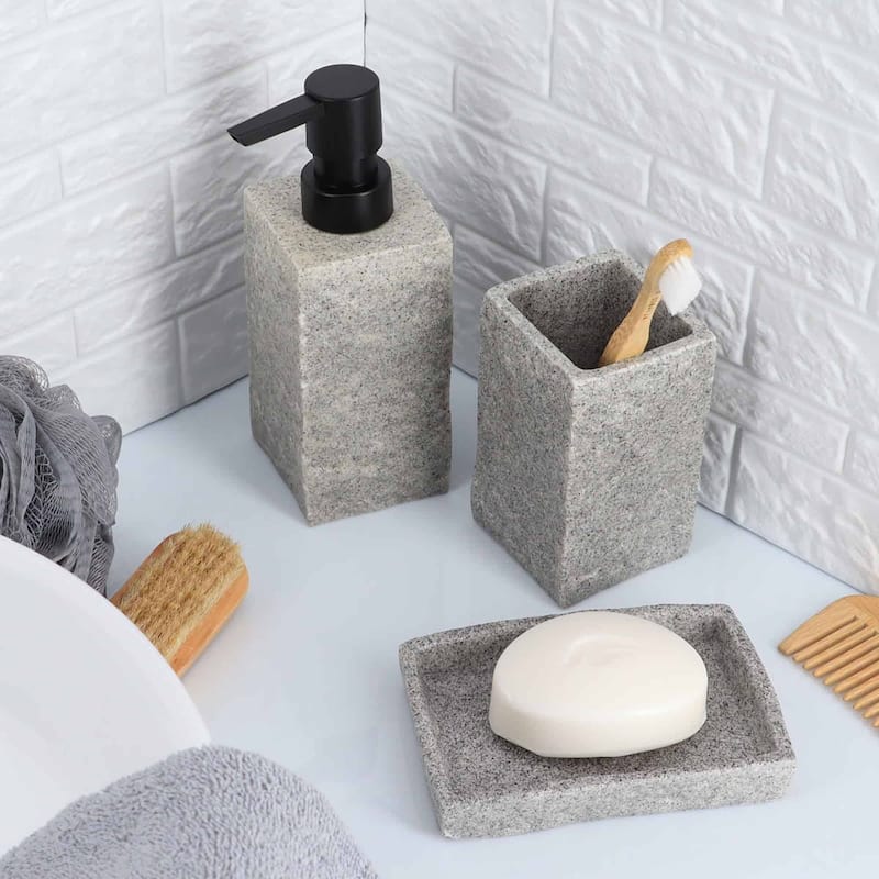 Collection Stone Effect Bath Accessory Set-4 pieces
