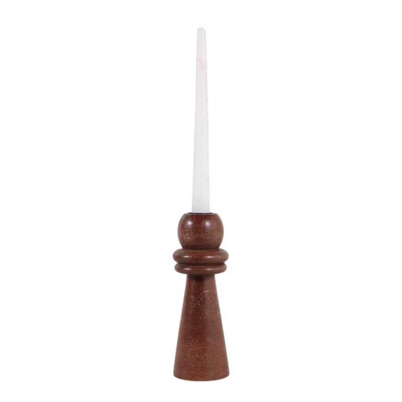 Mango Wood Pillar and Taper Candle Holders Sculptural Turned Design