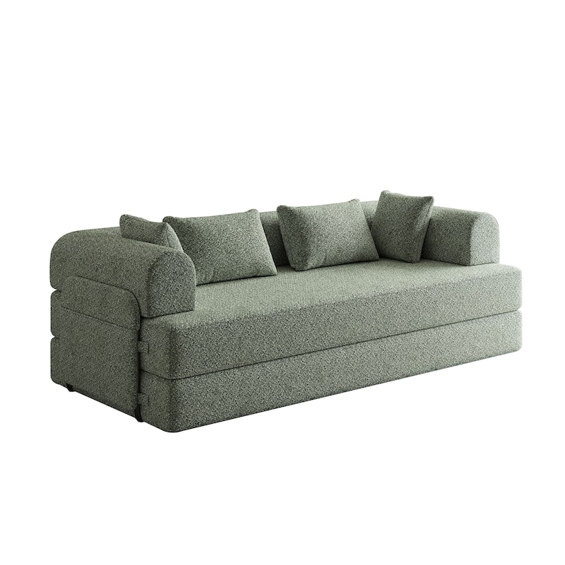 78.7-Inch Convertible Sleeper Sofa Bed With Cylindrical Pillow,Folding Sofa Bed With Side Pocket
