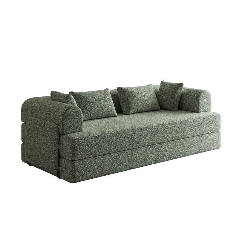 Convertible Sleeper Sofa Bed with Pillow, Folding Mattress Couch Sofa Bed with Side Pocket, Floor Sofa Lounge Couch