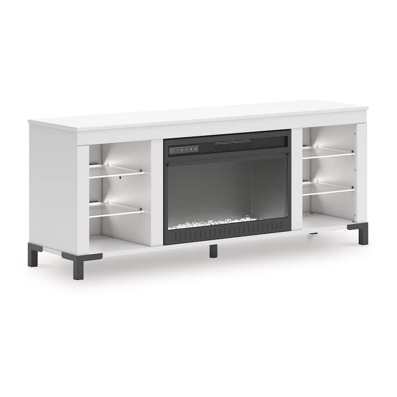 Signature Design by Ashley Brollevi White 60" TV Stand with Electric Fireplace for TVs up to 69"