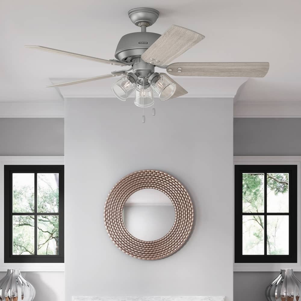 Hunter 52" Shady Grove Ceiling Fan with LED Light Kit/ Pull Chain, Standard or Flush Mount - Casual, Transitional