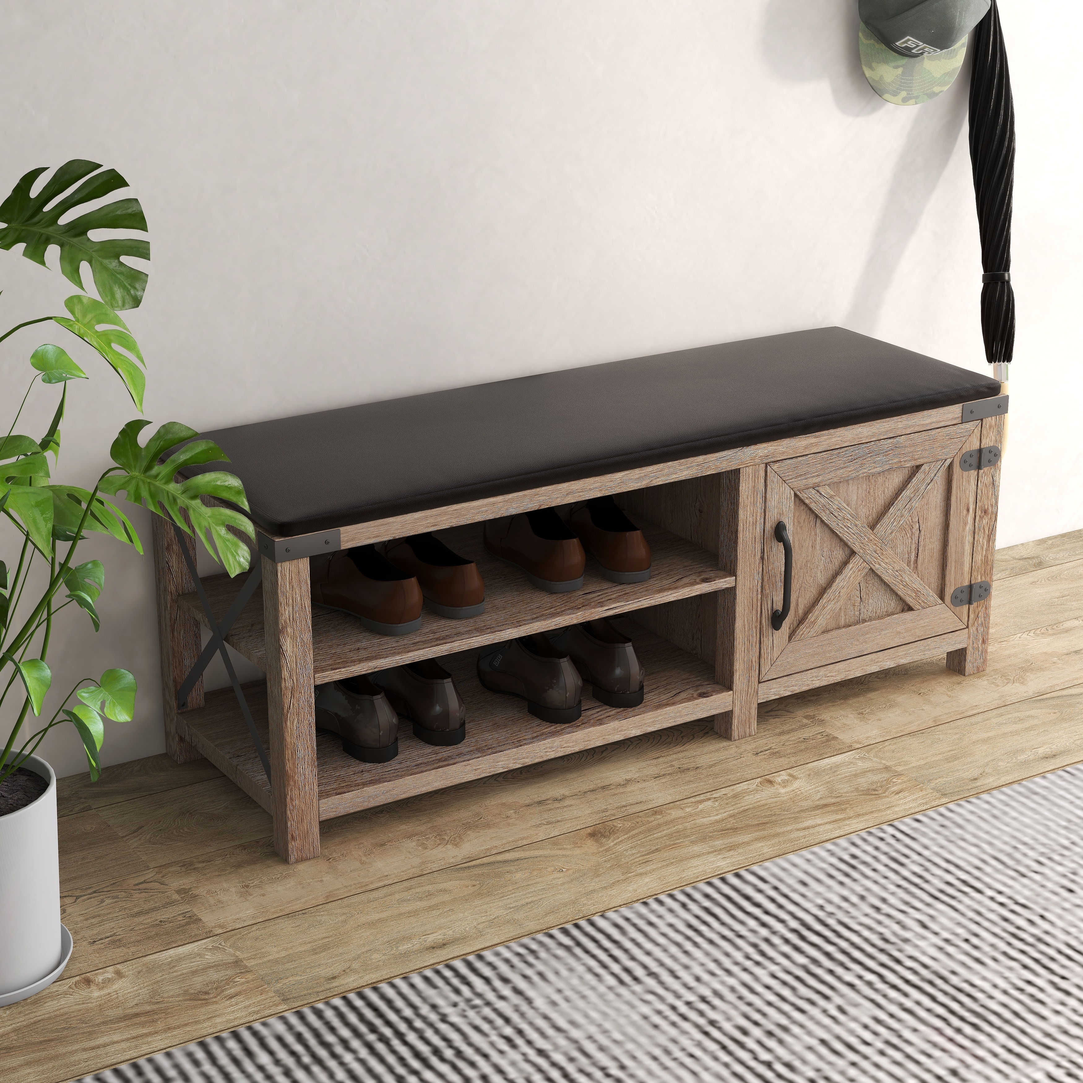 Two tier shop shoe cabinet
