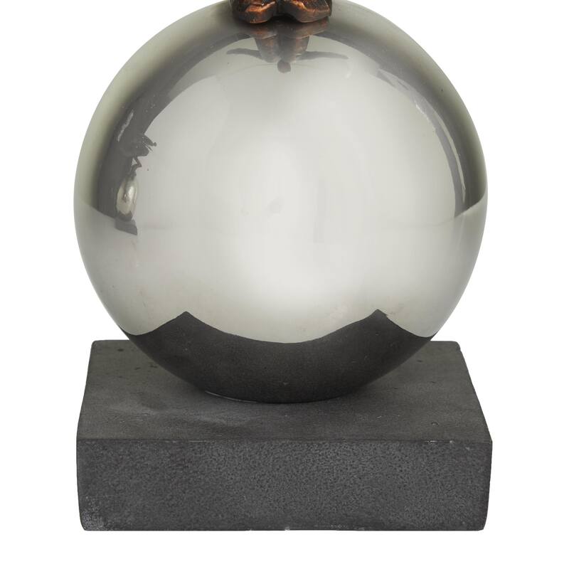 Polystone People Decorative Sculpture with Silver Ball Stands - Set of 2 Bronze - Roche River Decor