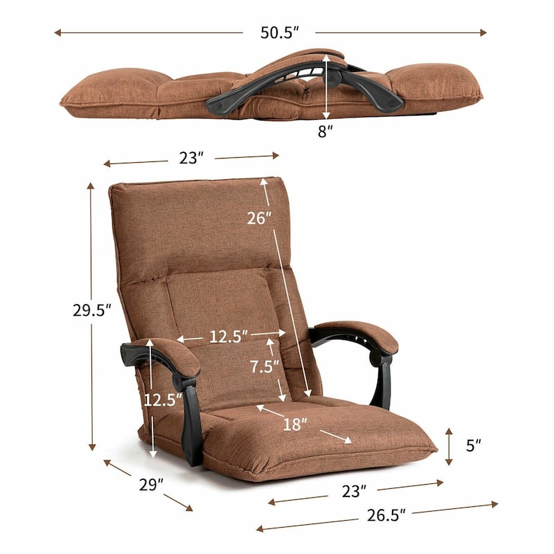 Position Floor Chair Lazy Sofa with Adjustable Back Headrest Waist - 26.5" x 29" x 29.5" (L x W x H)