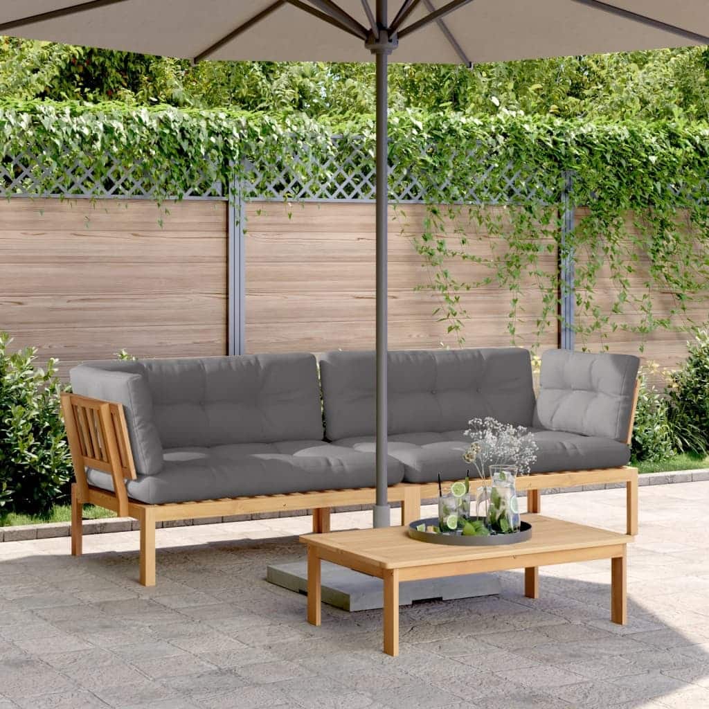 vidaXL Patio Pallet Corner Sofas Sectional Sofa Outdoor 2 Pcs Solid Wood Acacia - 36.2 x 52.4 x 27.2 in