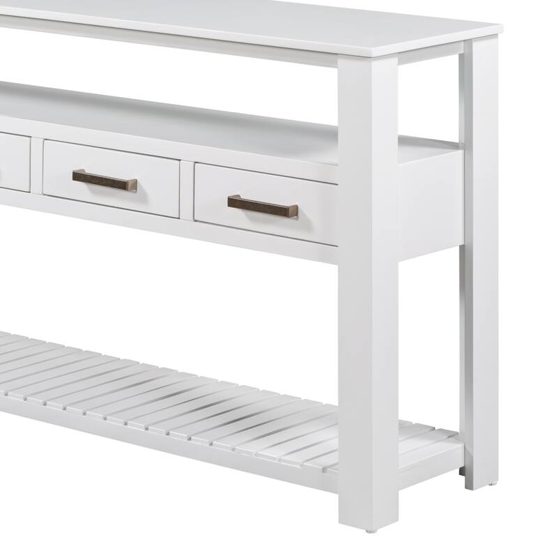 62.2" Large Entryway Table with 4 Drawers and 3 Opening Shelfs