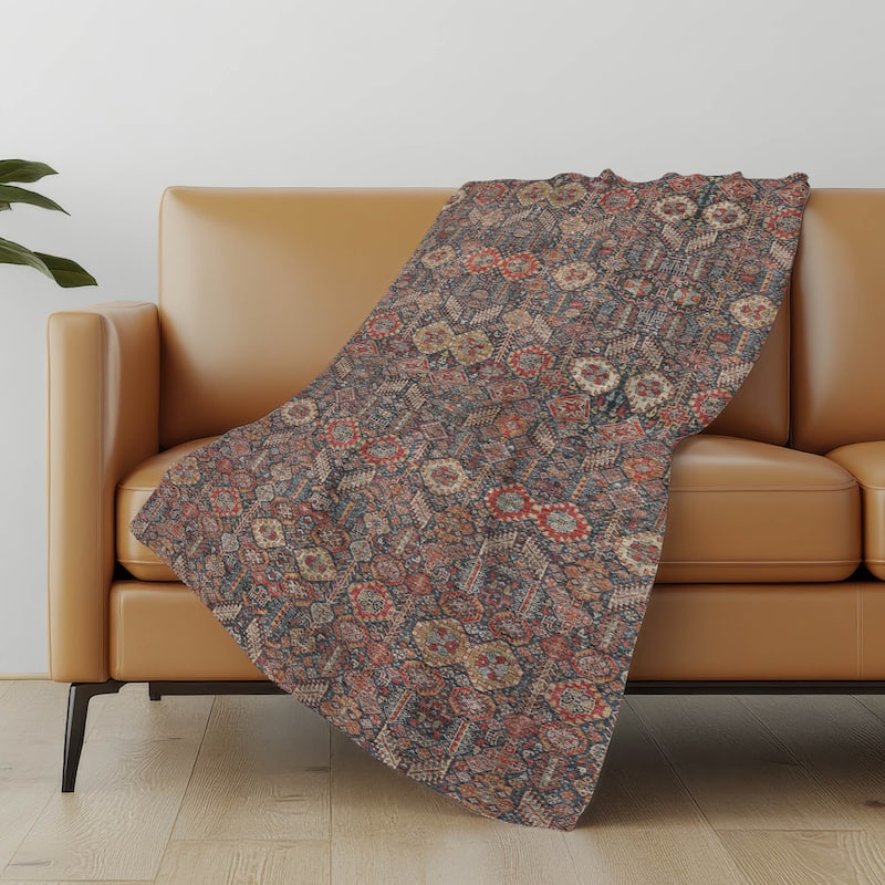 Premium Machine Washable Boho Moroccan Sherpa Throw Blanket