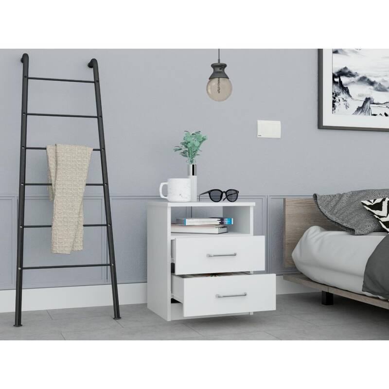 TUHOME Napoles 2-Drawer 19.9-inch High Nightstand