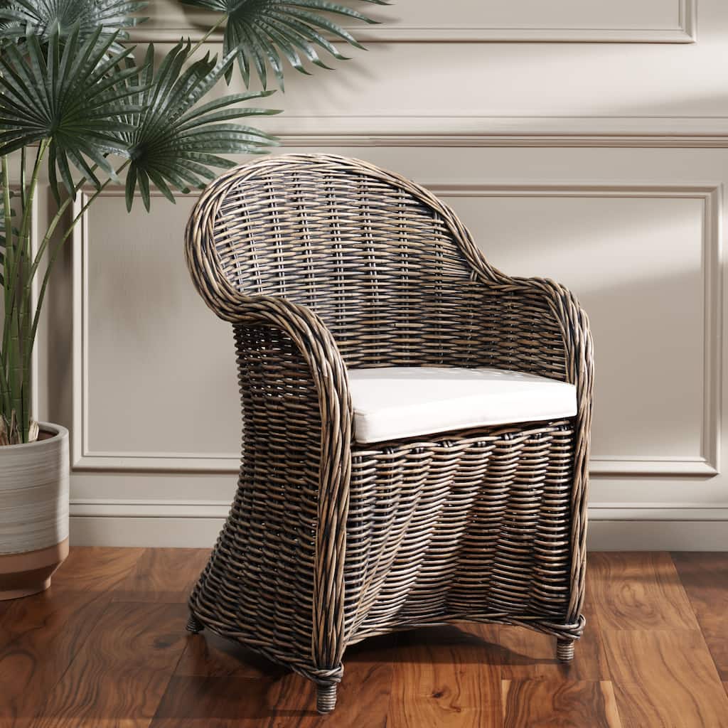 SAFAVIEH Sinja Yellow Rattan Club Chair - 24" x 26" x 35" - 24Wx26Dx35H