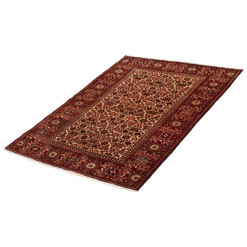 ECARPETGALLERY Hand-knotted Andelz Cream, Grey, Red, Red, Salmon Wool Rug - 4'7 x 6'8