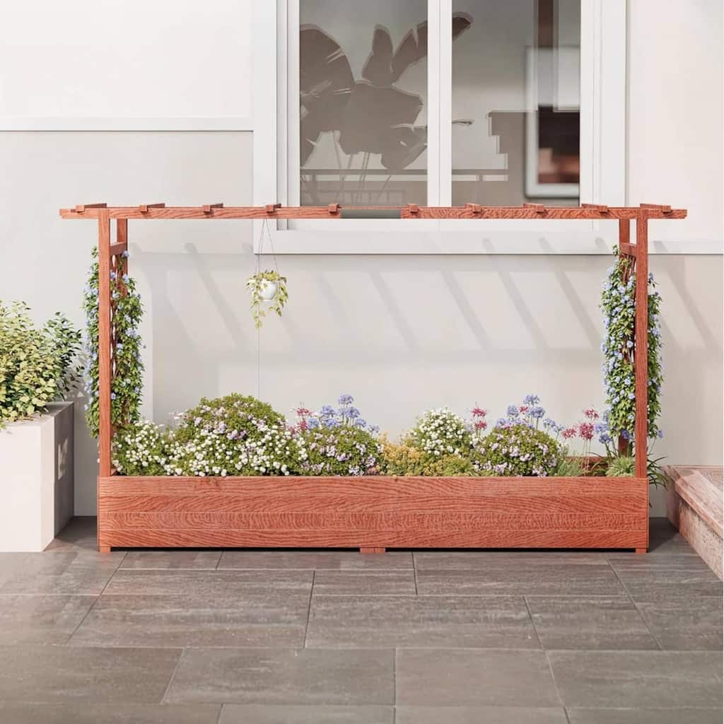 Freestanding Garden Bed Raised Wooden Planter Box with Trellis