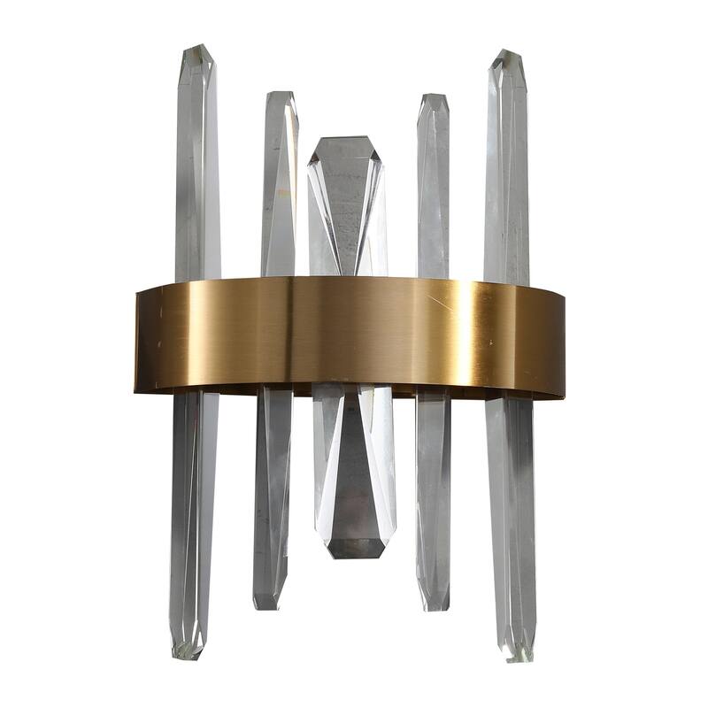 1-Light Gold Stainless Steel LED Wall Sconce With Clear Crystal Accents