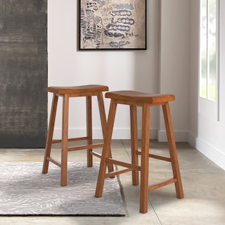 Cadiz Saddle Seat 29" Bar Height Backless Stools (Set of 2)
