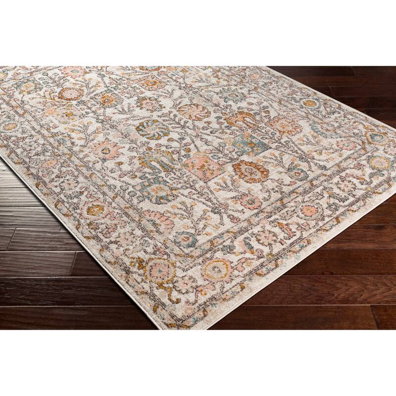 Livabliss Willa Bordered Floral Area Rug