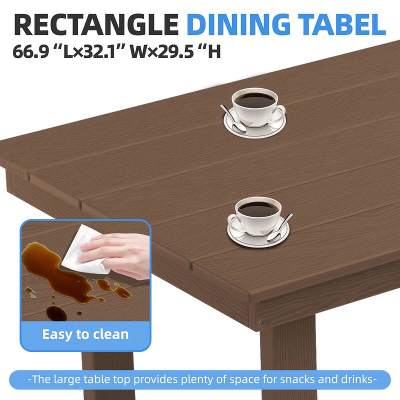 5-Piece HDPE Outdoor Dining Table Sets with Umbrella Hole - 1-Table 4-Chairs
