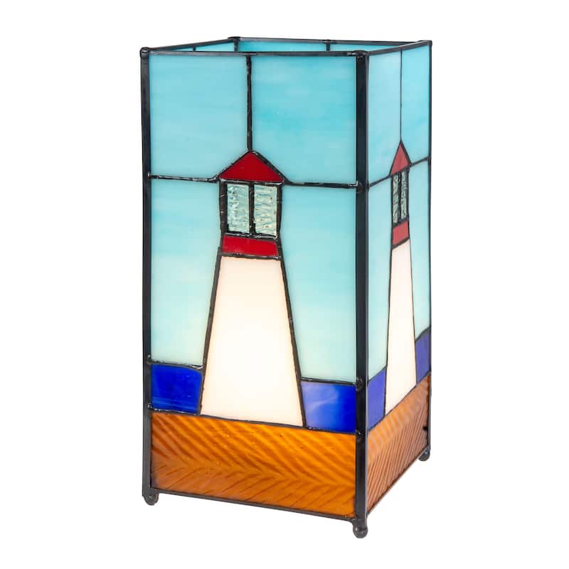 10 inches Tall Lighthouse Tiffany Accent Lamp - 10 inches Tall