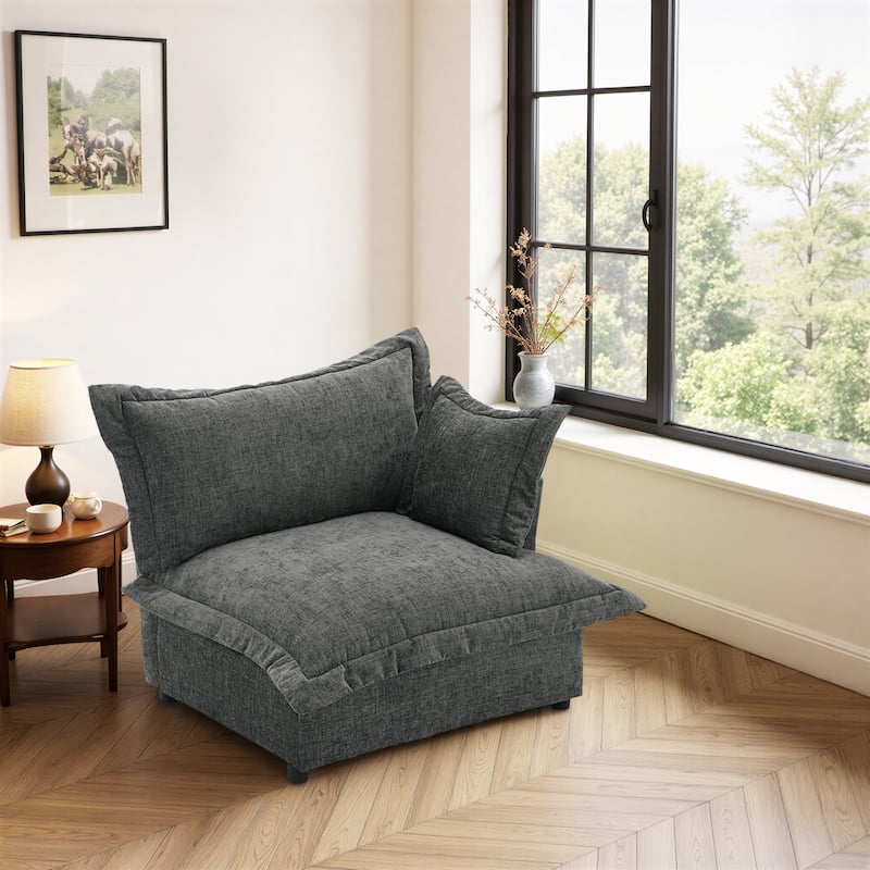 40"W Oversized Upholstered Chenille Comfy Cloud Corner Accent Chair