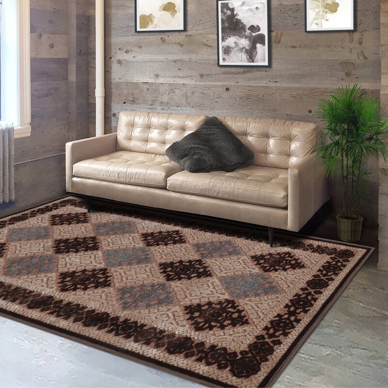 Superior Floral Medallion Sculpted High-Low Pile Polyester Area Rug